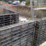 Temporary formwork used to pour concrete walls