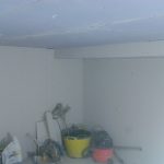 Basement walls and ceiling plaster boarded