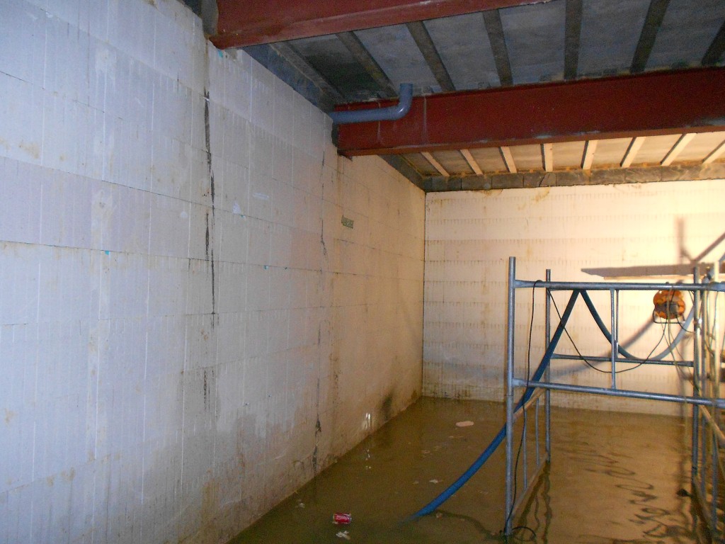 Constant pumping was required to dry the basement during works