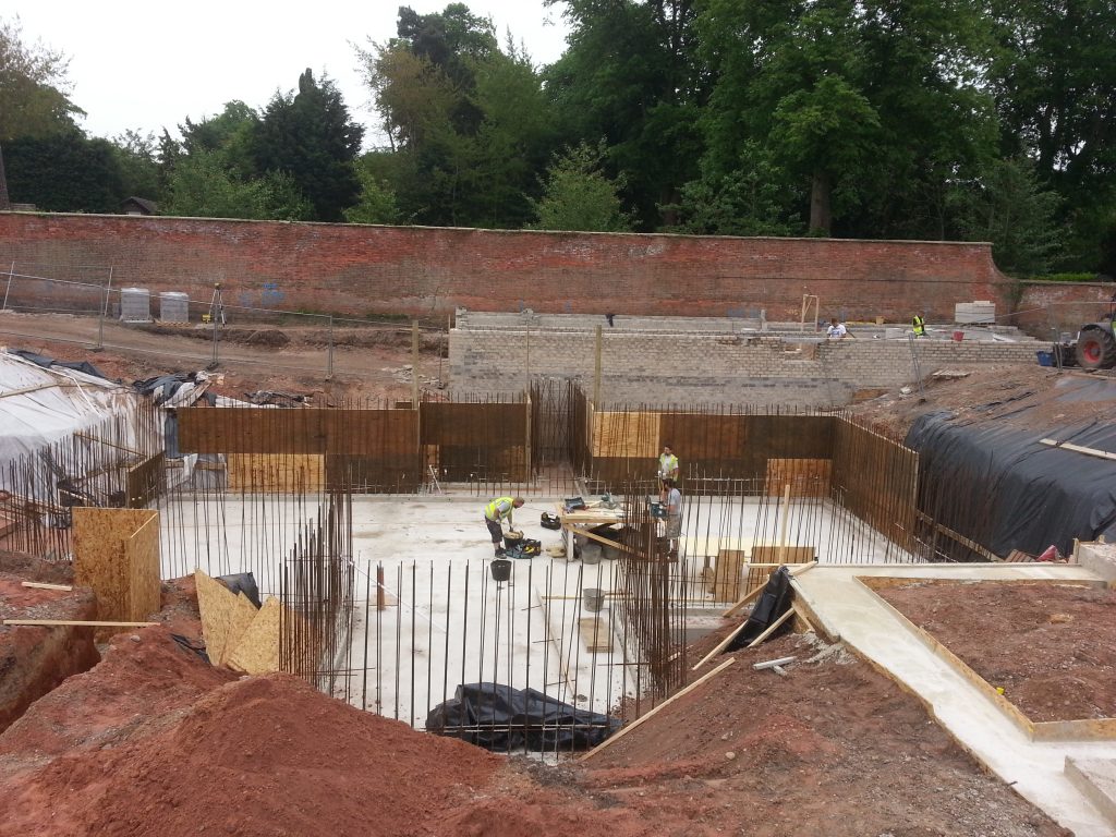Foundations being created during basement construction