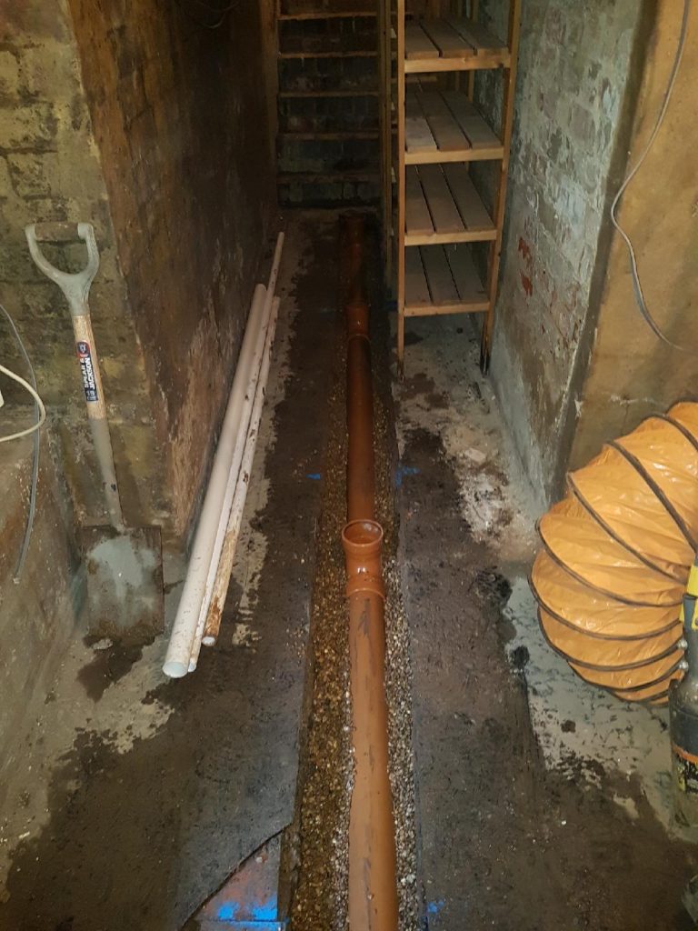 Underground drains installed