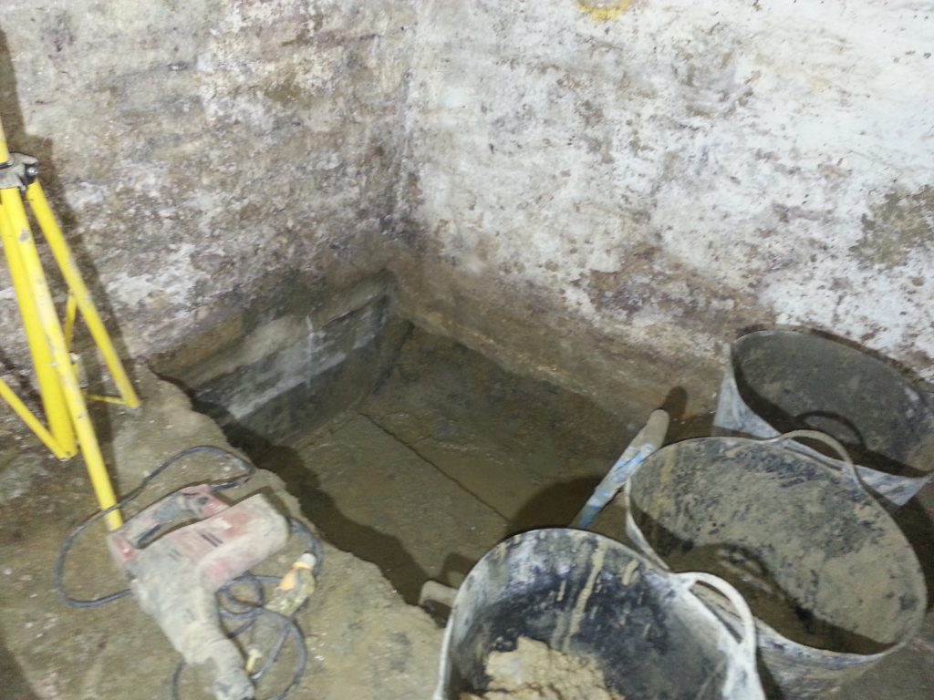 Underpinning done in sections