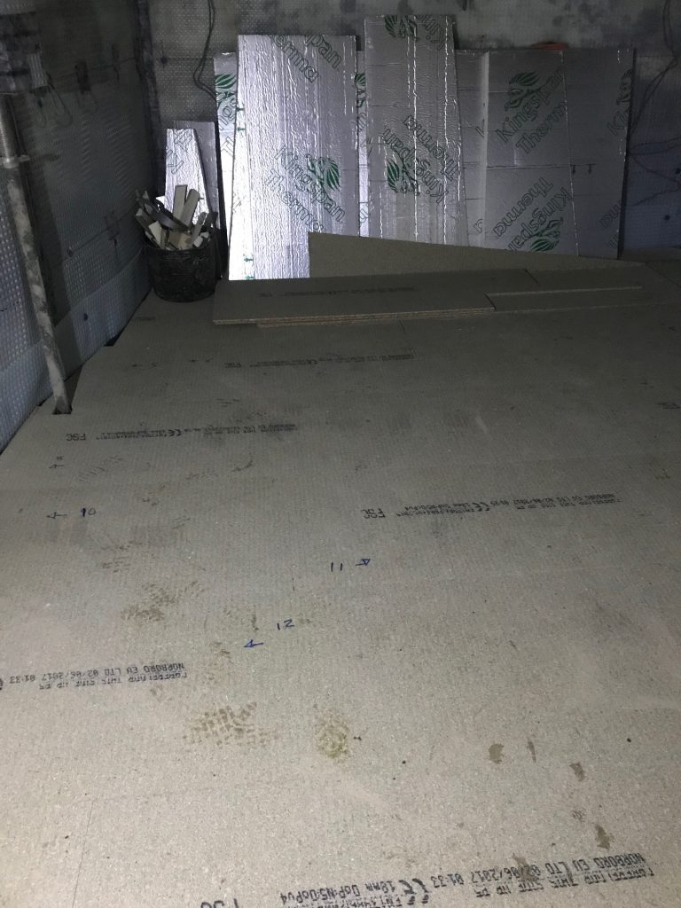 Flooring grade chip board laid accross floor