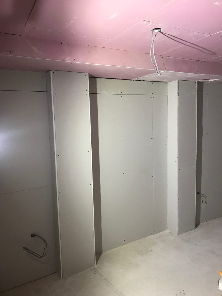 Basement covered in plasterboard