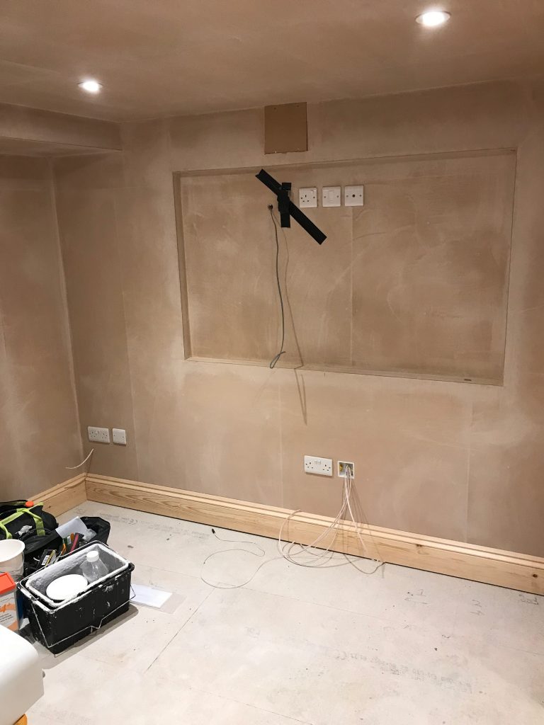 Electrical fit out for lighting, sockets and TV