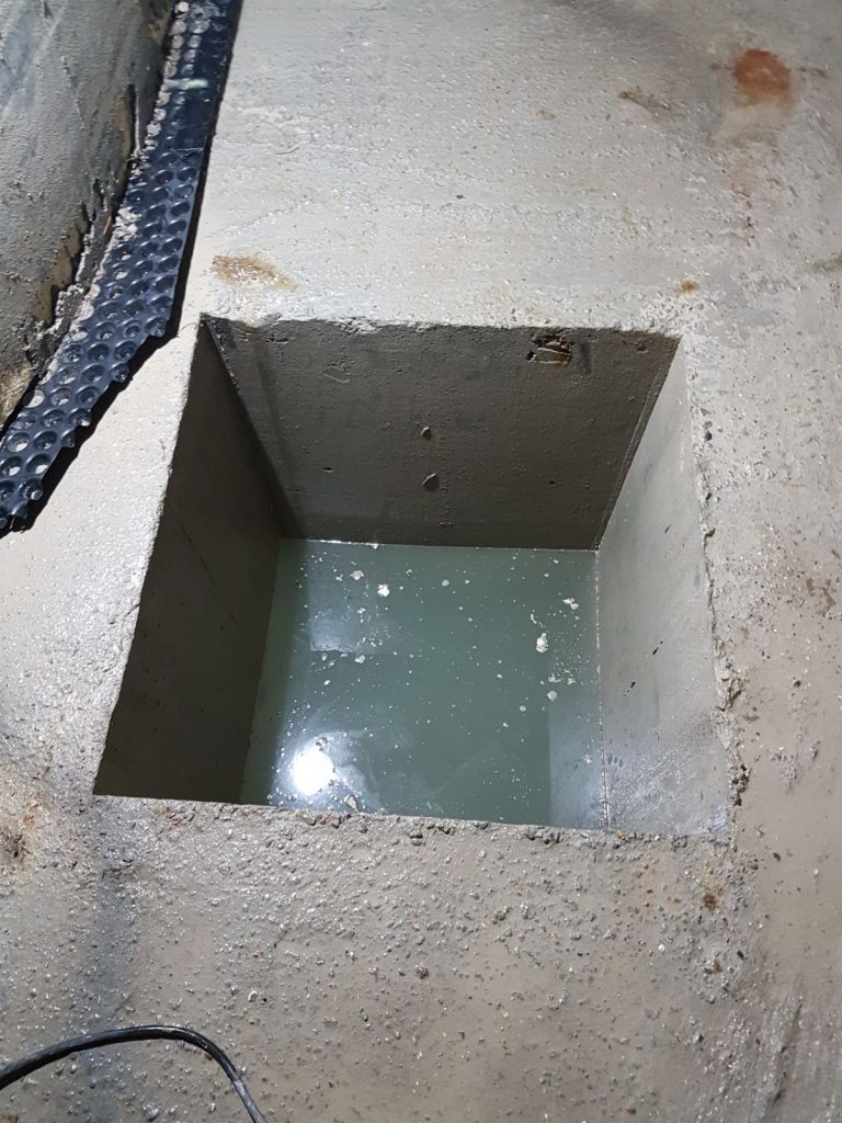 Sump pits cast into the floor