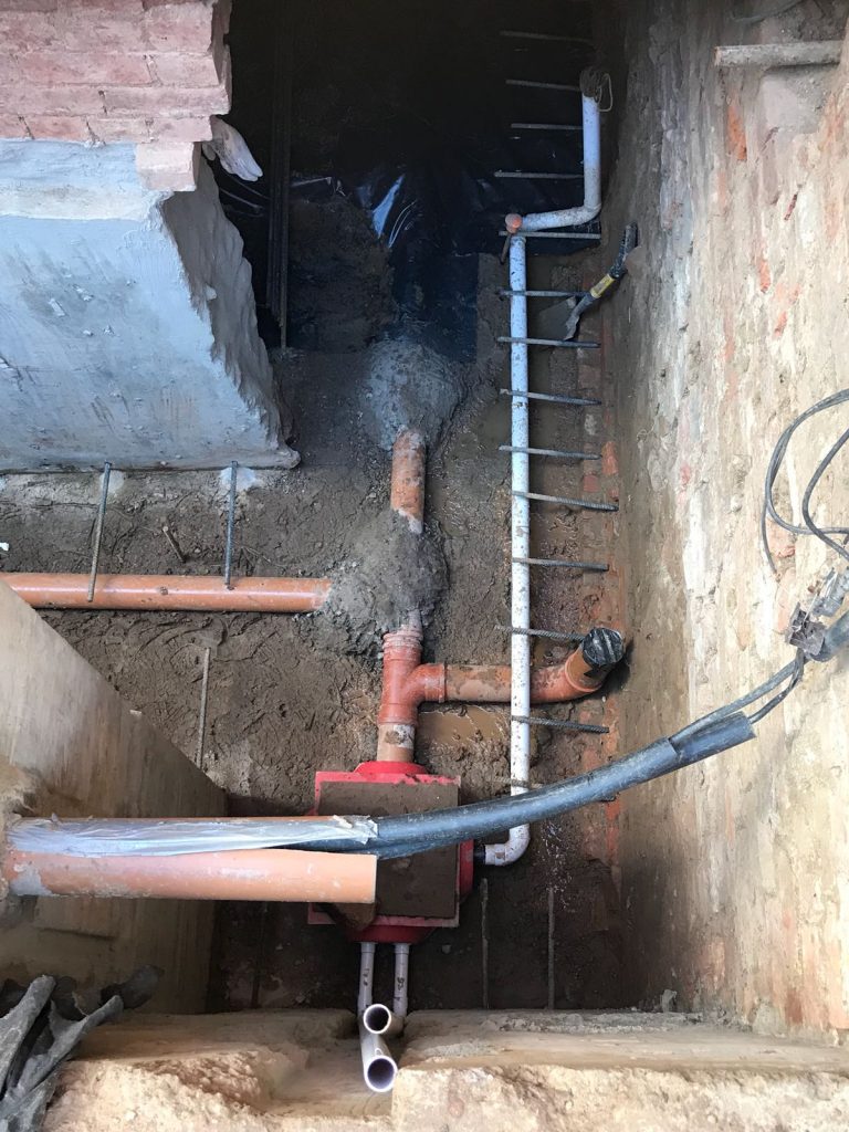 Sump located in new external stairwell