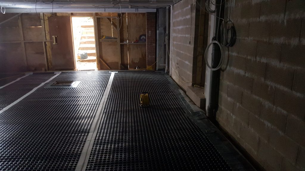 Flooring membrane in garage area