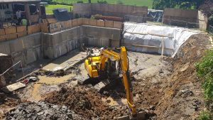 Ring beam complete, basement excavated