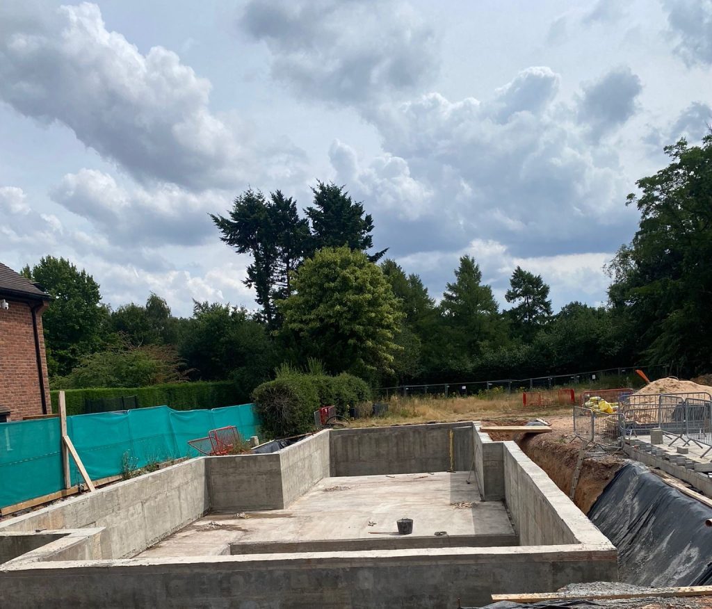 Waterproof concrete basement with split levels