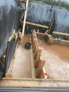 Lower level basement slab set out