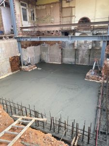 Basement slab cast