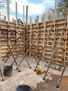 Shutters supported in preparation for concrete